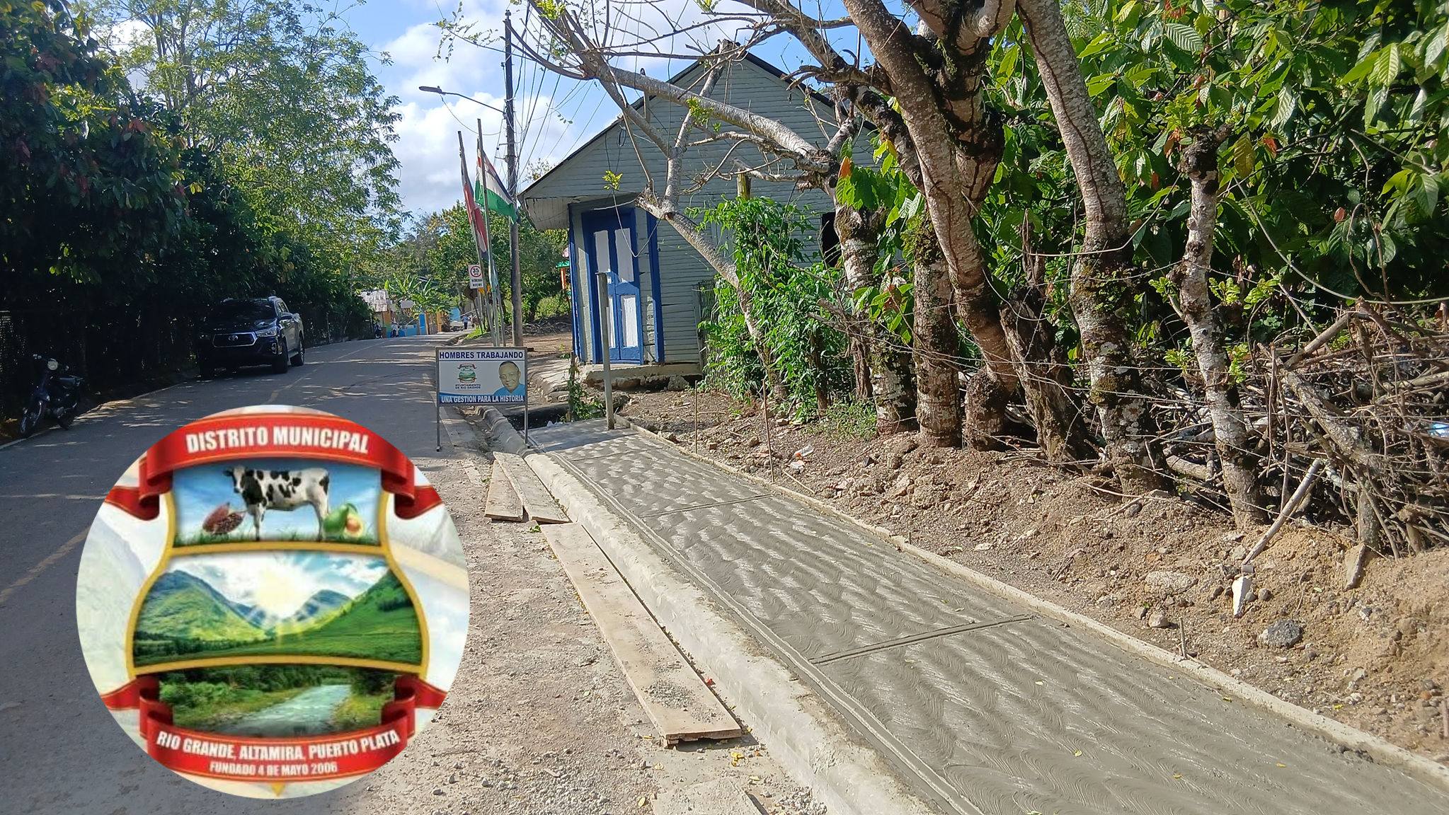 Junta Distrital Río Grande realiza los trabajos de aceras y contenes en el sector Río Grande al medio.